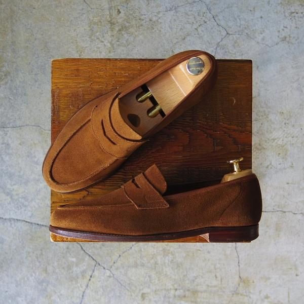 極上★クロケット&ジョーンズ 6E【★コインローファー/RICHMOND/リッチモンド】314ラスト/スエード/茶/メンズ/Crockett&Jones★d507