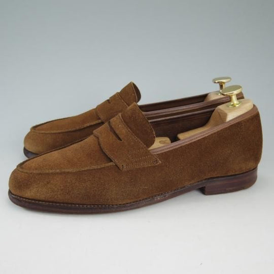 極上★クロケット&ジョーンズ 6E【★コインローファー/RICHMOND/リッチモンド】314ラスト/スエード/茶/メンズ/Crockett&Jones★d507