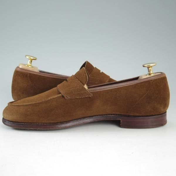 極上★クロケット&ジョーンズ 6E【★コインローファー/RICHMOND/リッチモンド】314ラスト/スエード/茶/メンズ/Crockett&Jones★d507