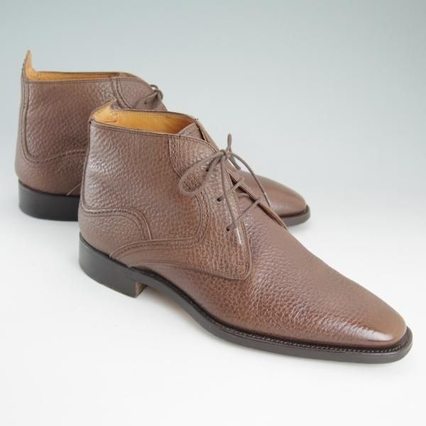 美品★(伊)Bemer's/ベーメルズ SIZE 39.5【貴重★ステファノベーメル別ライン】チャッカブーツ/グレインレザー/茶/Stefano Bemer★d512