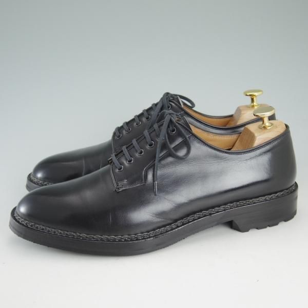 極美品★(伊)F.LLI ジャコメッティ SIZE 42【定価10万円以上★ノルベジェーゼ製法/プレーントゥ】カーフ/黒/Giacometti★d515