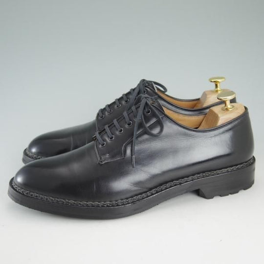 極美品★(伊)F.LLI ジャコメッティ SIZE 42【定価10万円以上★ノルベジェーゼ製法/プレーントゥ】カーフ/黒/Giacometti★d515