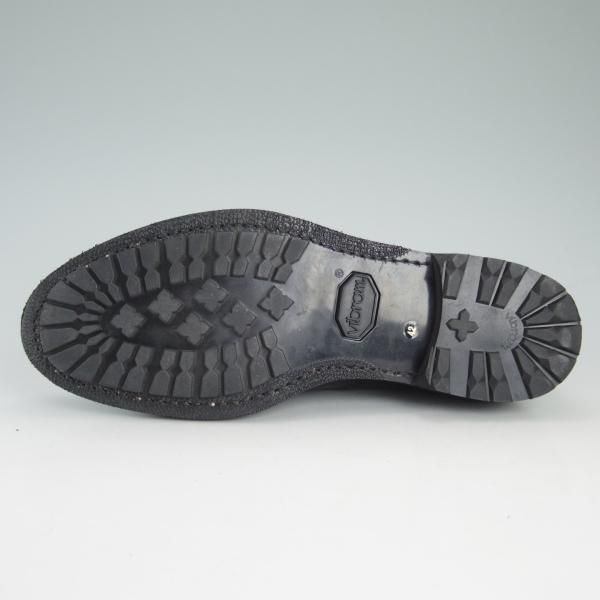 極美品★(伊)F.LLI ジャコメッティ SIZE 42【定価10万円以上★ノルベジェーゼ製法/プレーントゥ】カーフ/黒/Giacometti★d515