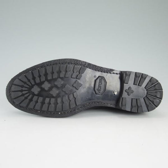 極美品★(伊)F.LLI ジャコメッティ SIZE 42【定価10万円以上★ノルベジェーゼ製法/プレーントゥ】カーフ/黒/Giacometti★d515