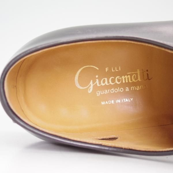 極美品★(伊)F.LLI ジャコメッティ SIZE 42【定価10万円以上★ノルベジェーゼ製法/プレーントゥ】カーフ/黒/Giacometti★d515