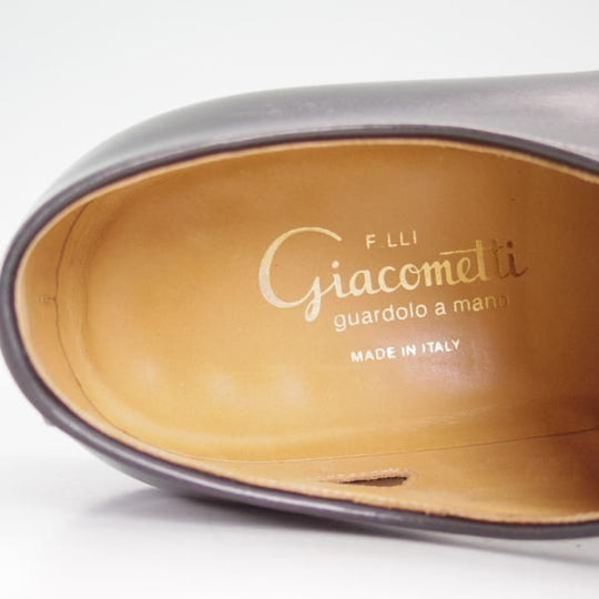 極美品★(伊)F.LLI ジャコメッティ SIZE 42【定価10万円以上★ノルベジェーゼ製法/プレーントゥ】カーフ/黒/Giacometti★d515