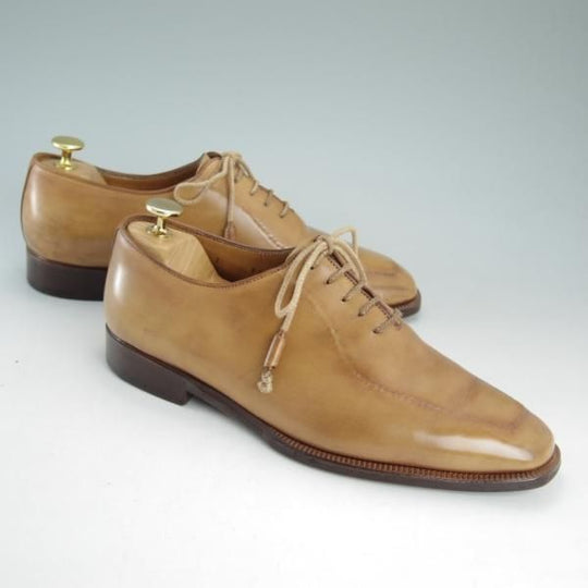 極上★(伊)ステファノビ製 SIZE 7【高額★スキンステッチ仕様/BEAMS別注/ビームス】ホールカット/カーフ/薄茶/メンズ/STEFANOBI★d516