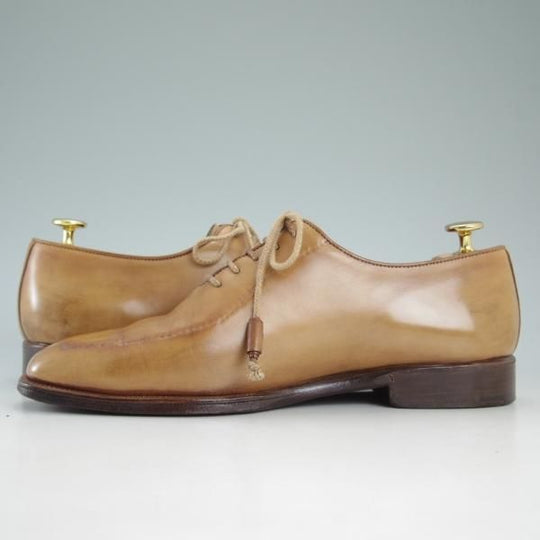 極上★(伊)ステファノビ製 SIZE 7【高額★スキンステッチ仕様/BEAMS別注/ビームス】ホールカット/カーフ/薄茶/メンズ/STEFANOBI★d516