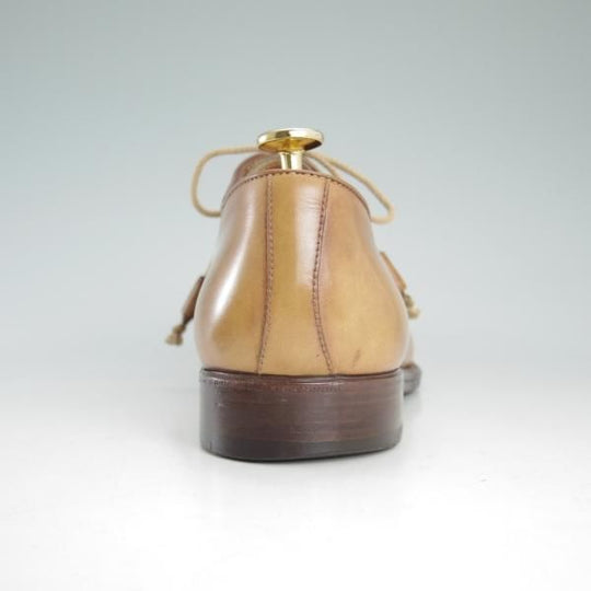 極上★(伊)ステファノビ製 SIZE 7【高額★スキンステッチ仕様/BEAMS別注/ビームス】ホールカット/カーフ/薄茶/メンズ/STEFANOBI★d516