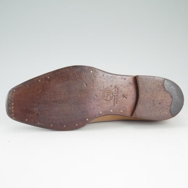 極上★(伊)ステファノビ製 SIZE 7【高額★スキンステッチ仕様/BEAMS別注/ビームス】ホールカット/カーフ/薄茶/メンズ/STEFANOBI★d516