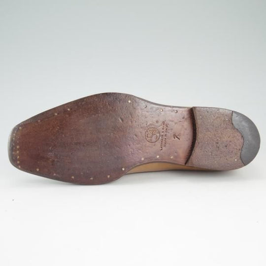 極上★(伊)ステファノビ製 SIZE 7【高額★スキンステッチ仕様/BEAMS別注/ビームス】ホールカット/カーフ/薄茶/メンズ/STEFANOBI★d516