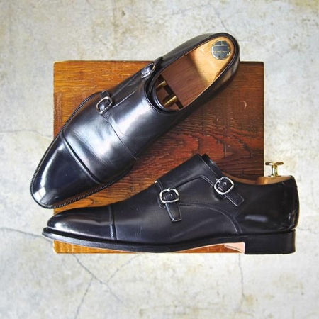 美品★チャーチ 85F/UK8.5【定価￥210,600-★クラウンコレクション/Coleridge】149ラスト/ダブルモンク/黒/メンズ/Church's★d520