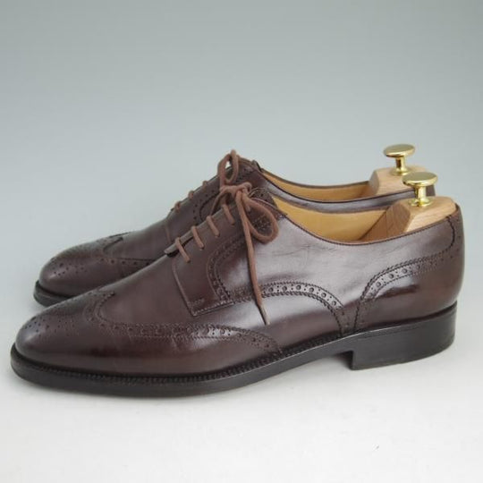 極上★(伊)タニノクリスチー SIZE 8.5【貴重★ハンドソーンウェルテッド製法/フルブローグ】カーフ/濃茶/メンズ/TANINO CRISCI★d522