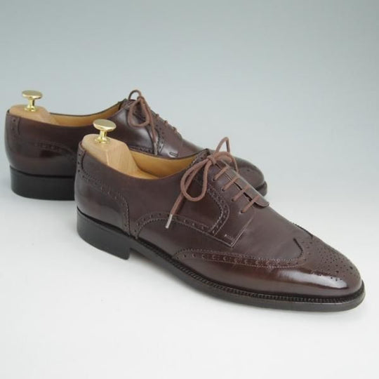 極上★(伊)タニノクリスチー SIZE 8.5【貴重★ハンドソーンウェルテッド製法/フルブローグ】カーフ/濃茶/メンズ/TANINO CRISCI★d522