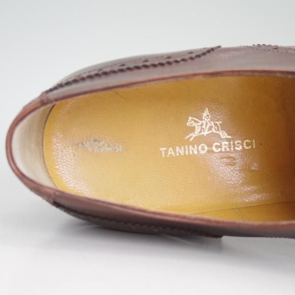 極上★(伊)タニノクリスチー SIZE 8.5【貴重★ハンドソーンウェルテッド製法/フルブローグ】カーフ/濃茶/メンズ/TANINO CRISCI★d522