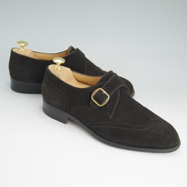 極上★(伊)タニノクリスチー SIZE 6【定価10万円以上★モンクストラップ】109176/スエード/黒/メンズ/TANINO CRISCI★d523