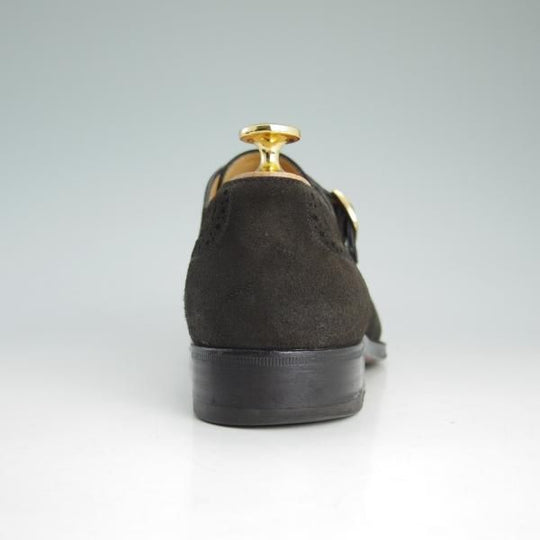 極上★(伊)タニノクリスチー SIZE 6【定価10万円以上★モンクストラップ】109176/スエード/黒/メンズ/TANINO CRISCI★d523