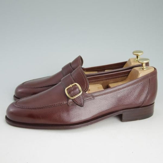 極美品★(伊)タニノクリスチー SIZE 8【定価10万円以上★モンクストラップ/スリッポン】グレインレザー/赤茶/メンズ/TANINO CRISCI★d524