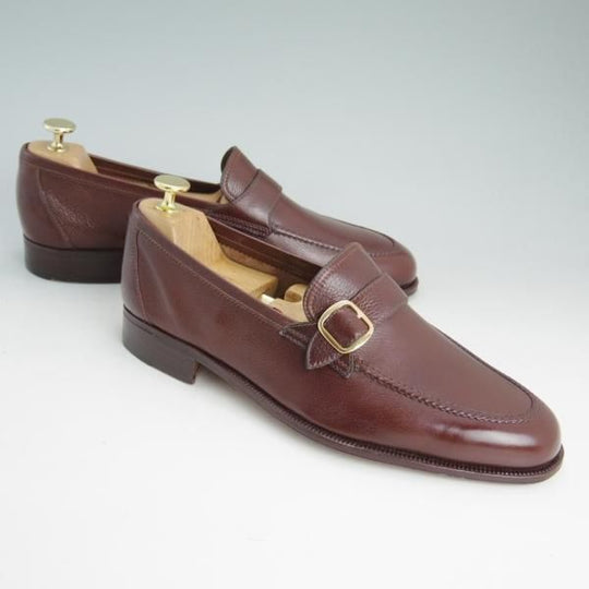 極美品★(伊)タニノクリスチー SIZE 8【定価10万円以上★モンクストラップ/スリッポン】グレインレザー/赤茶/メンズ/TANINO CRISCI★d524