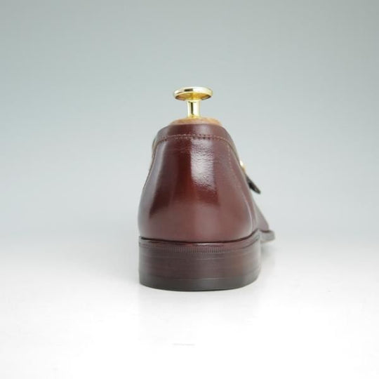 極美品★(伊)タニノクリスチー SIZE 8【定価10万円以上★モンクストラップ/スリッポン】グレインレザー/赤茶/メンズ/TANINO CRISCI★d524