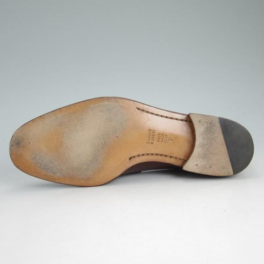 極美品★(伊)タニノクリスチー SIZE 8【定価10万円以上★モンクストラップ/スリッポン】グレインレザー/赤茶/メンズ/TANINO CRISCI★d524