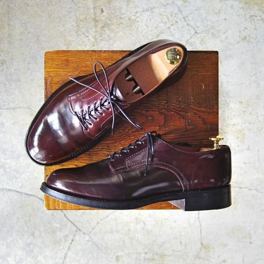 美品★メイカーズ SIZE 6.5【定価￥99,360-★コードバン仕様/プレーントゥ】PLANESHOES/CDVN-08/バーガンディー/Makers★d528