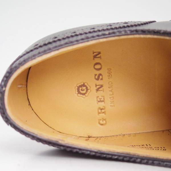 新品★(英)グレンソン 8.5F【定価￥73,440-★セミブローグ】カーフ/黒/メンズ/GRENSON★d530