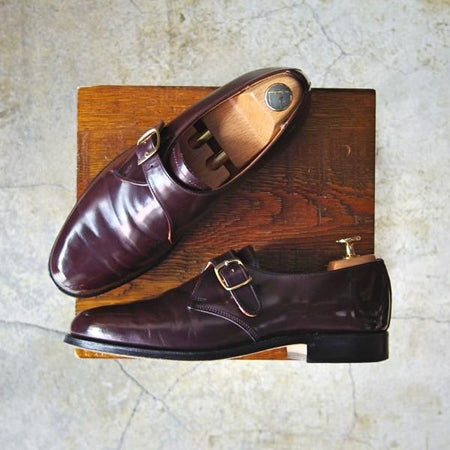 美品★(英)アルフレッドサージェント UK7程度【★モンクストラップ/ELSTEAD】ポリッシュレザー/赤茶/サージェント/Alfred Sargent★d535