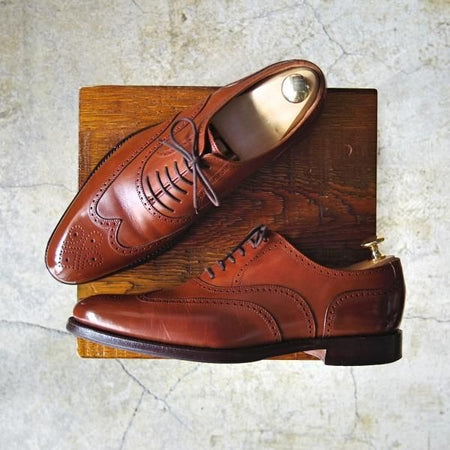 美品★(英)Loake/ローク UK6【★フルブローグ/SAVOY】ウイングチップ/カーフ/茶/メンズ/シューズ/靴★d536