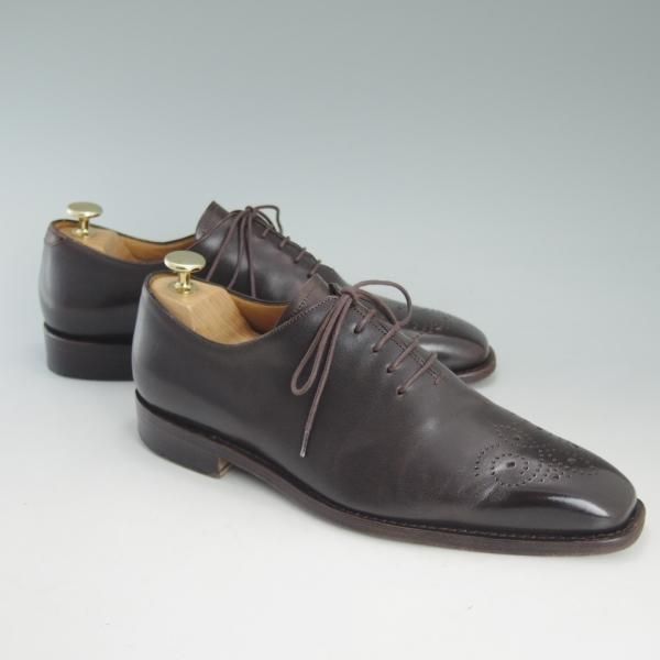 極上★パラブーツ SIZE 6【貴重★レザーソールのホールカット/WAGRAM】カーフ/濃茶/メンズ/Paraboot★d538