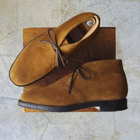 美品★チャーチ 85F/UK8.5【貴重★マラッカ色/RYDER/ライダー】81ラスト/4都市ロゴ/チャッカブーツ/スエード/茶/メンズ/Church's★d539