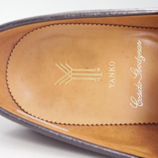 極上★(スペイン製)YANKO/ヤンコ SIZE 25.5【★グッドイヤーウェルテッド製法/コインローファー】104027/カーフ/黒/メンズ★d541