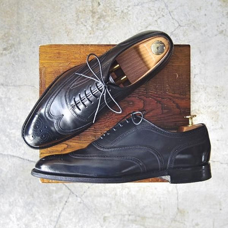 極上★チャーチ 80G/UK8【★Burton/108ラスト/FLEX CONSTRUCTION】バートン/フルブローグ/カーフ/黒/メンズ/Church's★d550