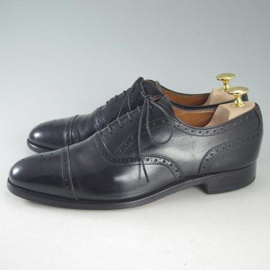 極上★(英)チーニー製 UK7/US7.5D【貴重★89ラスト/ROYAL TWEEDライン/CHURCH'S名義】セミブローグ/ロイヤルツイード/黒/CHEANEY★d551