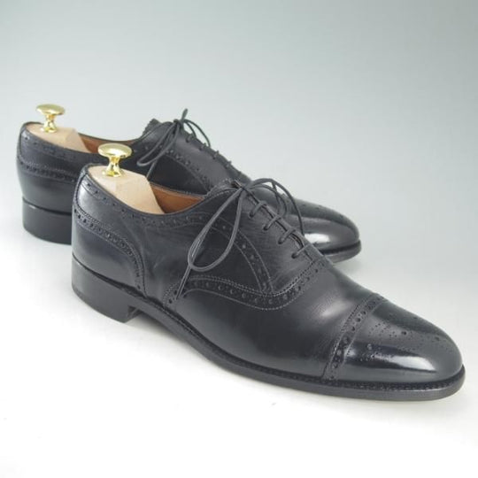 極上★(英)チーニー製 UK7/US7.5D【貴重★89ラスト/ROYAL TWEEDライン/CHURCH'S名義】セミブローグ/ロイヤルツイード/黒/CHEANEY★d551