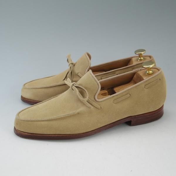 美品★クロケット&ジョーンズ 7E【★ヘイリング/HAYLING】リボンローファー/スエード/薄茶/メンズ/Crockett&Jones★d562