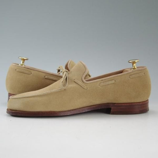 美品★クロケット&ジョーンズ 7E【★ヘイリング/HAYLING】リボンローファー/スエード/薄茶/メンズ/Crockett&Jones★d562