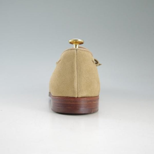 美品★クロケット&ジョーンズ 7E【★ヘイリング/HAYLING】リボンローファー/スエード/薄茶/メンズ/Crockett&Jones★d562