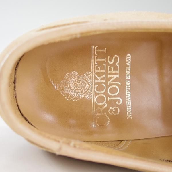 美品★クロケット&ジョーンズ 7E【★ヘイリング/HAYLING】リボンローファー/スエード/薄茶/メンズ/Crockett&Jones★d562