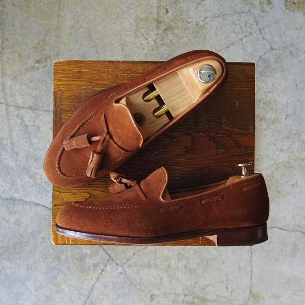 美品★クロケット&ジョーンズ 5.5E【★キャベンディッシュ2/CAVENDISH 2】タッセルローファー/スエード/茶/メンズ/靴/Crockett&Jones★d563