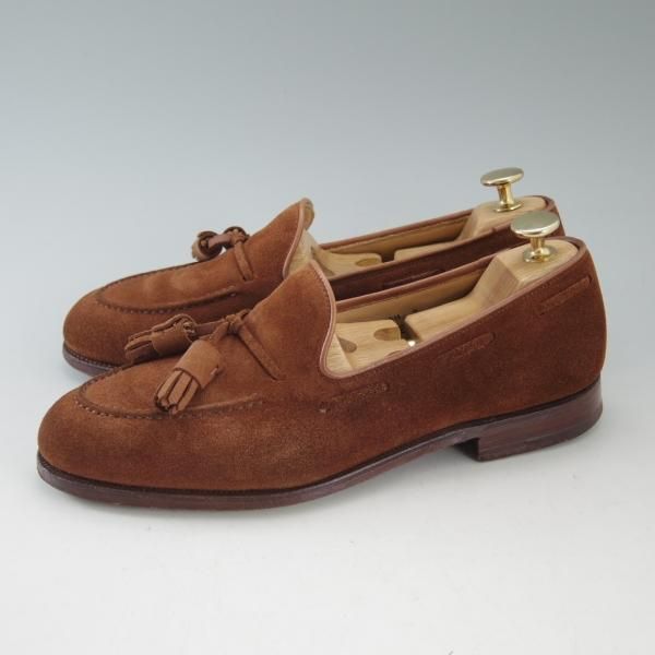 美品★クロケット&ジョーンズ 5.5E【★キャベンディッシュ2/CAVENDISH 2】タッセルローファー/スエード/茶/メンズ/靴/Crockett&Jones★d563