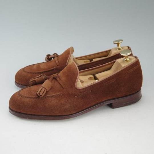美品★クロケット&ジョーンズ 5.5E【★キャベンディッシュ2/CAVENDISH 2】タッセルローファー/スエード/茶/メンズ/靴/Crockett&Jones★d563