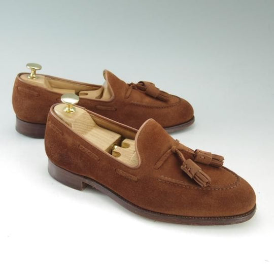 美品★クロケット&ジョーンズ 5.5E【★キャベンディッシュ2/CAVENDISH 2】タッセルローファー/スエード/茶/メンズ/靴/Crockett&Jones★d563