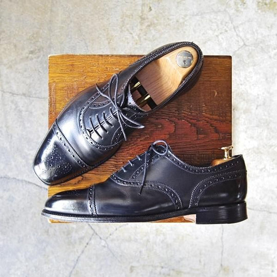 極上★(英)グレンソン 7F【★セミブローグ】6647-01/カーフ/黒/メンズ/GRENSON★d567