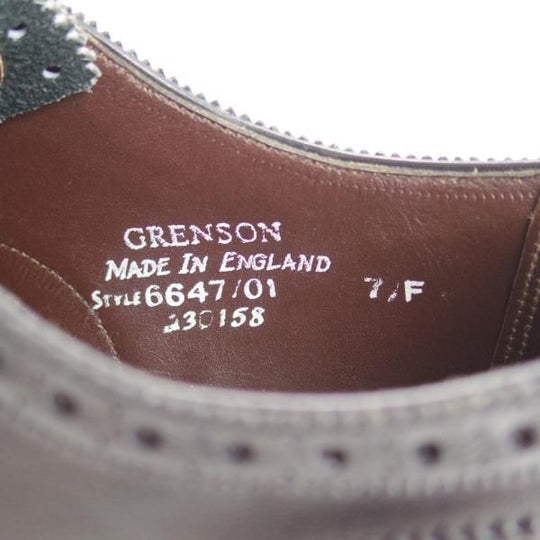 極上★(英)グレンソン 7F【★セミブローグ】6647-01/カーフ/黒/メンズ/GRENSON★d567