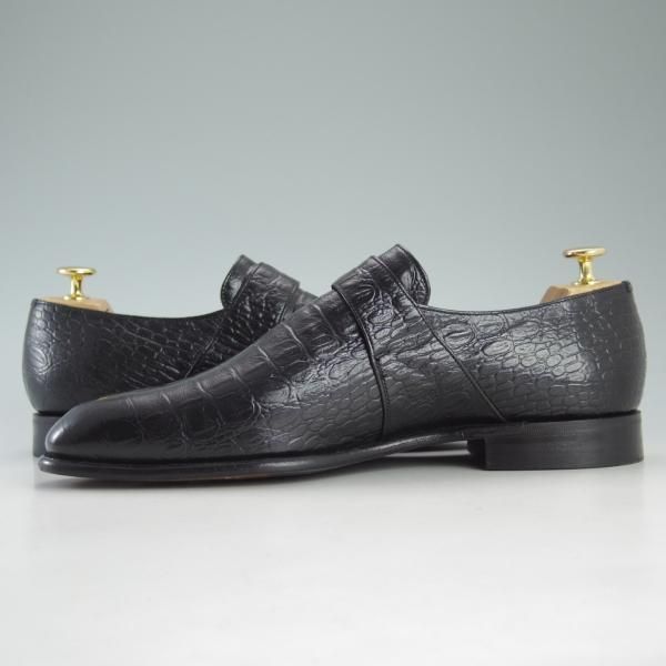 美品★(英)チーニー 8.5F【★(英)Herring Shoes別注/型押し革】DYLAN/12319ラスト/モンクストラップ/黒/ヘリング/メンズ/CHEANEY★d579