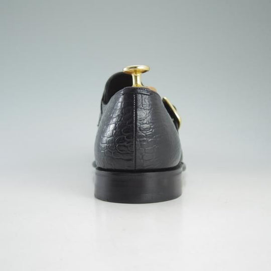美品★(英)チーニー 8.5F【★(英)Herring Shoes別注/型押し革】DYLAN/12319ラスト/モンクストラップ/黒/ヘリング/メンズ/CHEANEY★d579