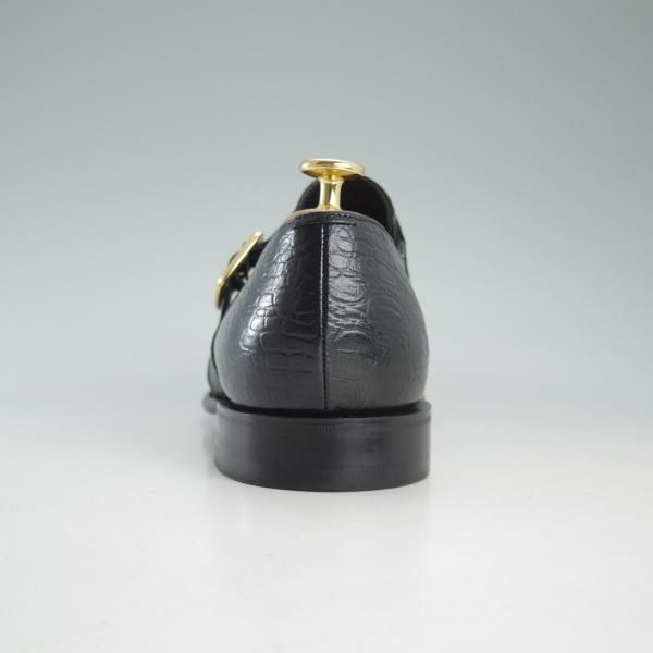 美品★(英)チーニー 8.5F【★(英)Herring Shoes別注/型押し革】DYLAN/12319ラスト/モンクストラップ/黒/ヘリング/メンズ/CHEANEY★d579