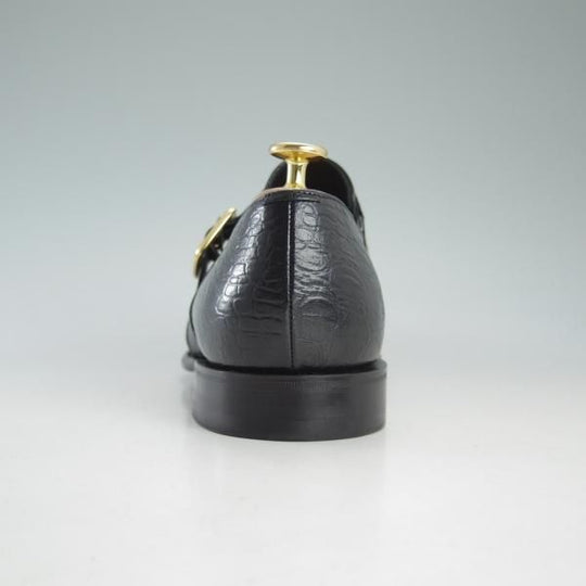 美品★(英)チーニー 8.5F【★(英)Herring Shoes別注/型押し革】DYLAN/12319ラスト/モンクストラップ/黒/ヘリング/メンズ/CHEANEY★d579