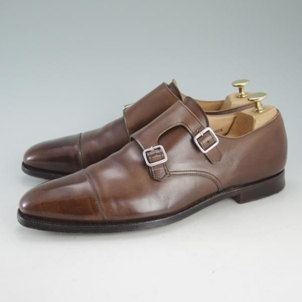 極上★クロケット&ジョーンズ 8.5E【定番★LOWNDES/ラウンズ/348ラスト】ダブルモンク/カーフ/茶/メンズ/靴/Crockett&Jones★d581